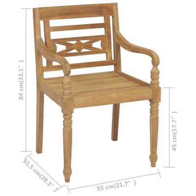 vidaXL Židle Batavia 2 ks s šedými poduškami masivní teakové dřevo