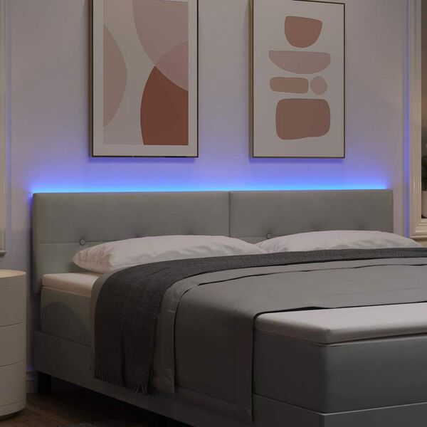 vidaXL LED hlavov&aacute; deska s čelo Světle &scaron;ed&aacute; 180 cm Polyester