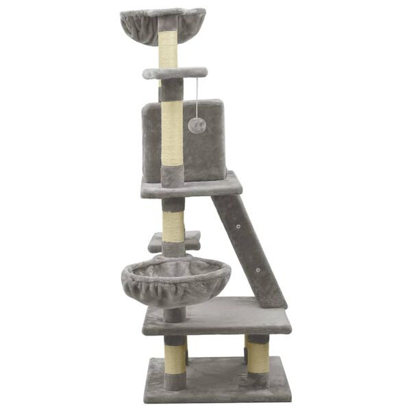 vidaXL Škrabadlo pro kočky se sisalovými sloupky šedé 122 cm