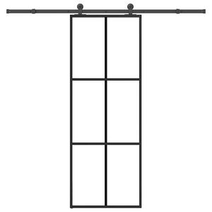 vidaXL Posuvn&eacute; dveře s kov&aacute;n&iacute;m 76x205 cm ESG sklo a hlin&iacute;k