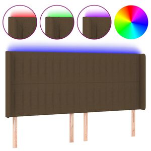 vidaXL Čelo postele s LED tmavě hněd&eacute; 203 x 16 x 118/128 cm textil