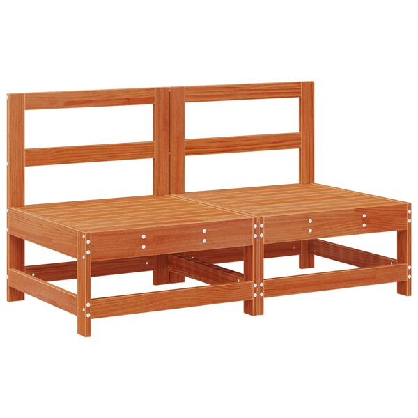 vidaXL Středn&iacute; pohovka do zahrady Masivn&iacute; borovice Voskově Hněd&aacute;