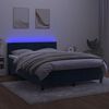 vidaXL Box spring postel s matrac&iacute; a LED tmavě modr&aacute; 140x200 cm samet