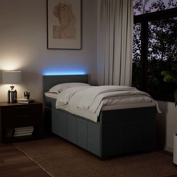 vidaXL Box spring postel s matrac&iacute; tmavě &scaron;ed&aacute; 90x200 cm textil