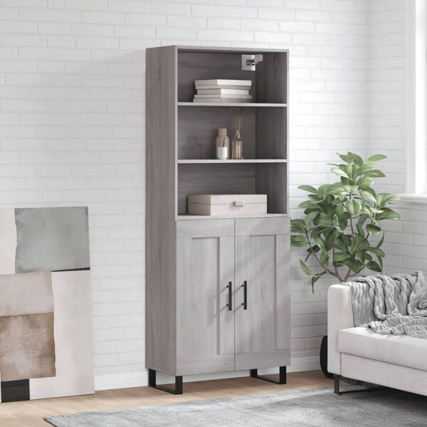 vidaXL Skř&iacute;ň highboard &scaron;ed&aacute; sonoma 69,5 x 34 x 180 cm kompozitn&iacute; dřevo