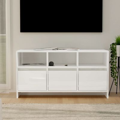 vidaXL TV skříňka bílá s vysokým leskem 102x37,5x52,5 cm dřevotříska
