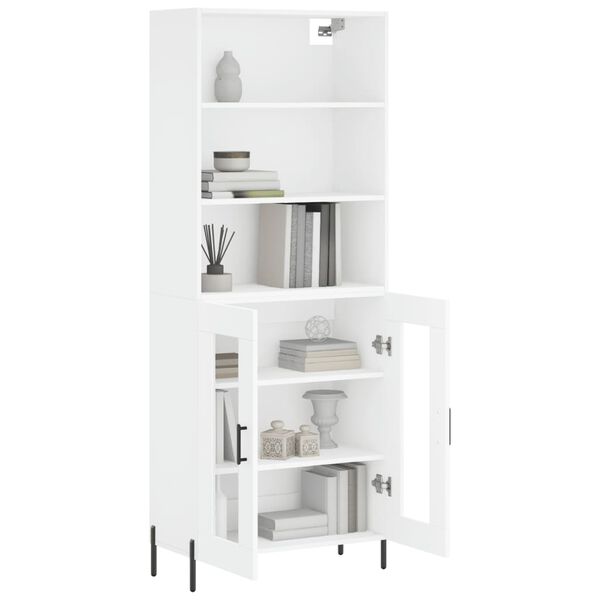 vidaXL Skř&iacute;ň highboard b&iacute;l&aacute; 69,5 x 34 x 180 cm kompozitn&iacute; dřevo