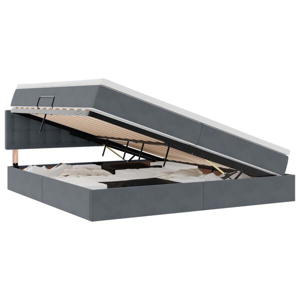 vidaXL Postel s &uacute;ložn&yacute;m prostorem a LED osvětlen&iacute;m 200 x 200 cm samet