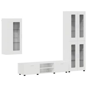 vidaXL Sestava TV skř&iacute;něk se z&aacute;suvkou FLORIN 3 pcs Vysoce leskl&aacute; b&iacute;l&aacute;