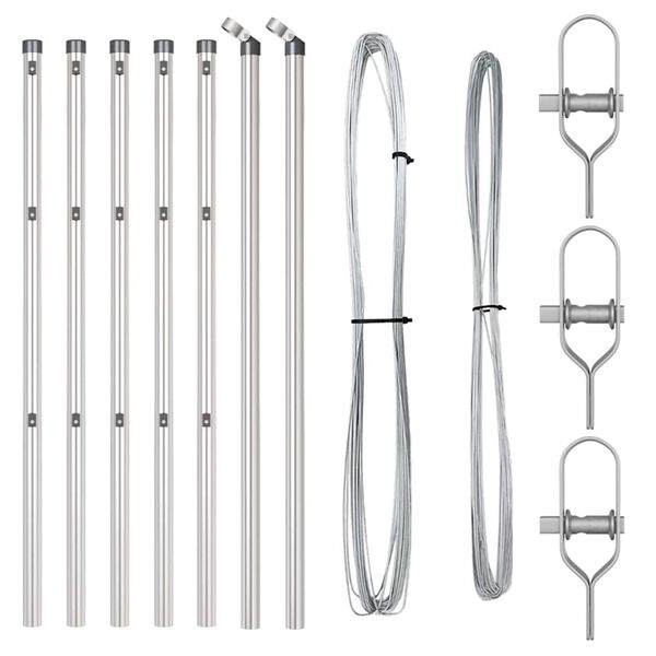 vidaXL Plotov&yacute; sloupek. 7 pcs Stř&iacute;brn&aacute; Ocel