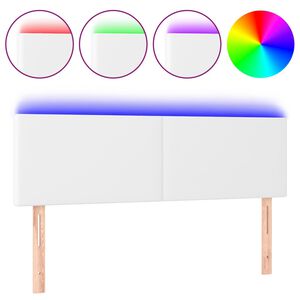 vidaXL Čelo postele s LED b&iacute;l&eacute; 144x5x78/88 cm uměl&aacute; kůže