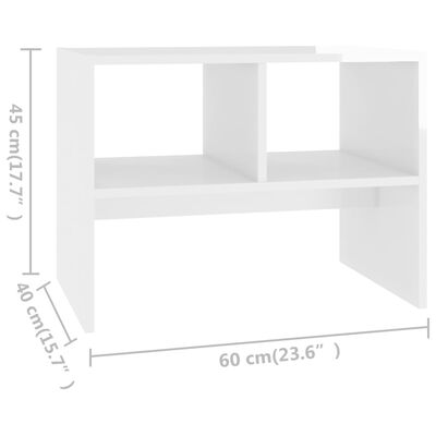 vidaXL Odkládací stolek bílý s vysokým leskem 60x40x45 cm dřevotříska