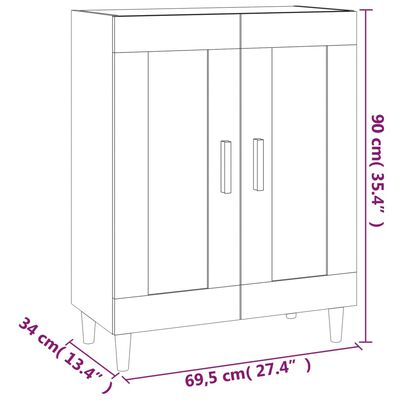 vidaXL Příborník bílý 69,5 x 34 x 90 cm kompozitní dřevo
