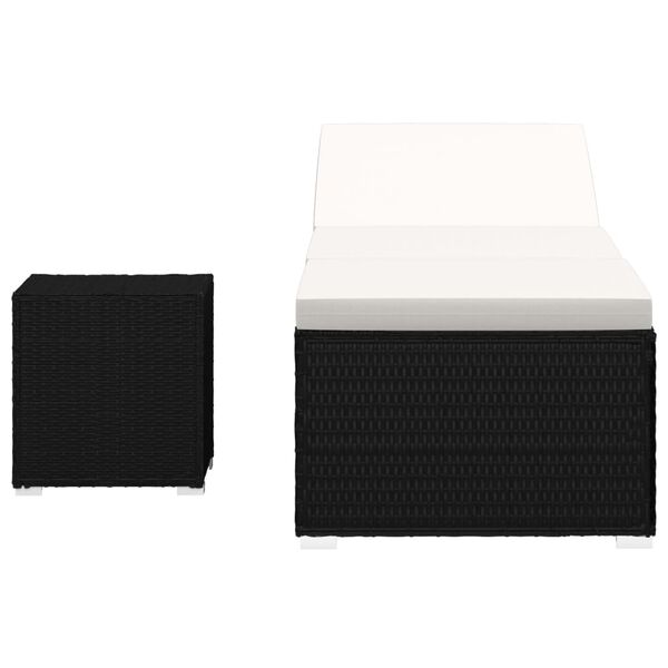 vidaXL Zahradn&iacute; leh&aacute;tko s podu&scaron;kou a čajov&yacute;m stolkem polyratan kr&eacute;mov&eacute;