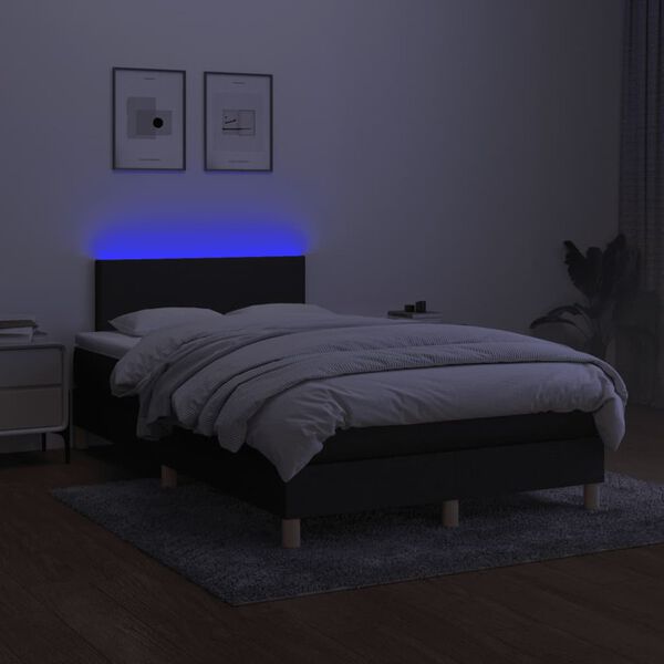 vidaXL Box spring postel s matrac&iacute; a LED čern&aacute; 120x190 cm textil