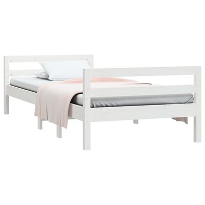 vidaXL Rám postele bílý 75 x 190 cm masivní borové dřevo