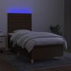 vidaXL Box spring postel s matrac&iacute; a LED tmavě hněd&aacute; 90x190 cm textil