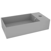 vidaXL Koupelnové umyvadlo s přepadem keramické světle šedé