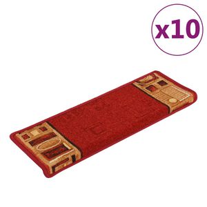 vidaXL N&aacute;&scaron;lapy na schody samolepic&iacute; 10 ks 65x21x4 cm červen&eacute;