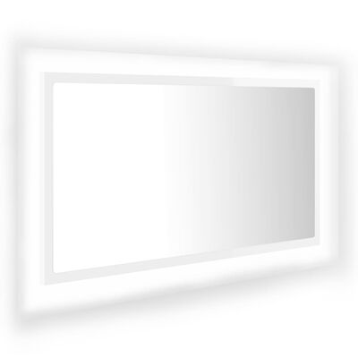 vidaXL LED koupelnové zrcadlo bílé vysoký lesk 80x8,5x37 cm akrylové