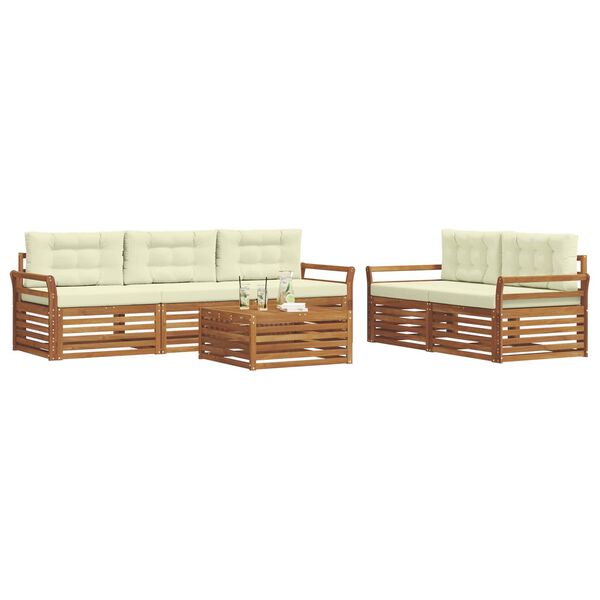 vidaXL Venkovn&iacute; pohovkov&aacute; souprava 6 pcs Přirozen&aacute; a Kr&eacute;mov&aacute;