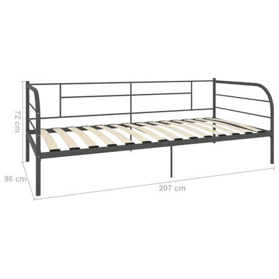 vidaXL Rám denní postele šedý kov 90 x 200 cm