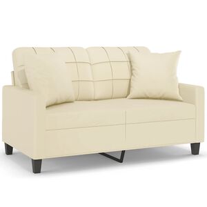 vidaXL 2m&iacute;stn&aacute; pohovka s pol&scaron;t&aacute;ři kr&eacute;mov&aacute; 120 cm uměl&aacute; kůže