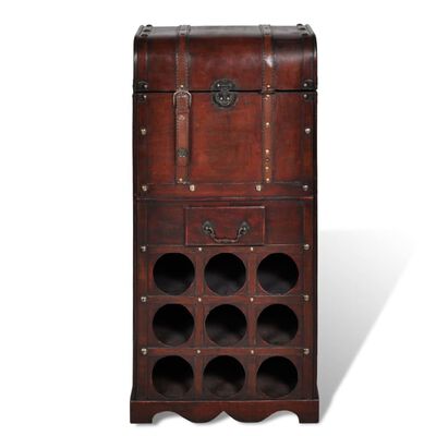 vidaXL Stojan na víno dřevěný na 9 lahví, s úložným prostorem