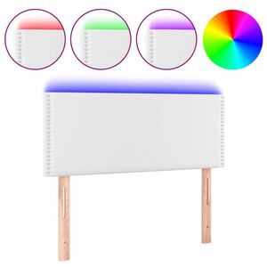 vidaXL Čelo postele s LED b&iacute;l&eacute; 100x5x78/88 cm uměl&aacute; kůže