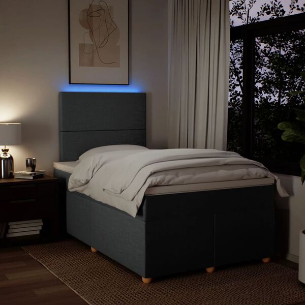 vidaXL Box spring postel s matrac&iacute; tmavě &scaron;ed&aacute; 120x200 cm textil