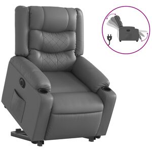 vidaXL Elektrick&eacute; zvedac&iacute; polohovac&iacute; křeslo &scaron;ed&eacute; uměl&aacute; kůže