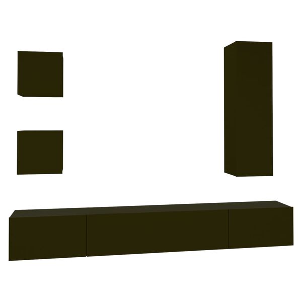 vidaXL 5d&iacute;ln&yacute; set TV skř&iacute;něk čern&yacute; kompozitn&iacute; dřevo