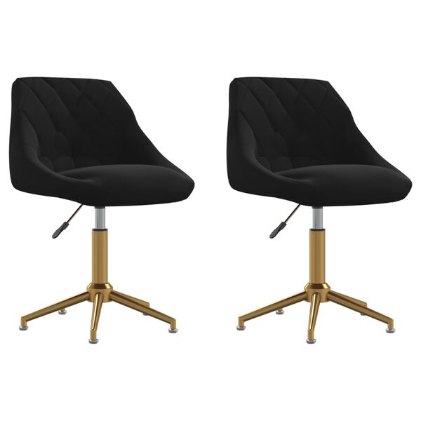 vidaXL Otočn&eacute; j&iacute;deln&iacute; židle 2 ks čern&eacute; samet