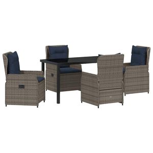 vidaXL Zahradn&iacute; j&iacute;deln&iacute; souprava 5 pcs &Scaron;ed&aacute; Poly ratan