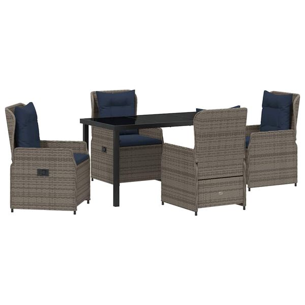 vidaXL Zahradn&iacute; j&iacute;deln&iacute; souprava 5 pcs &Scaron;ed&aacute; Poly ratan