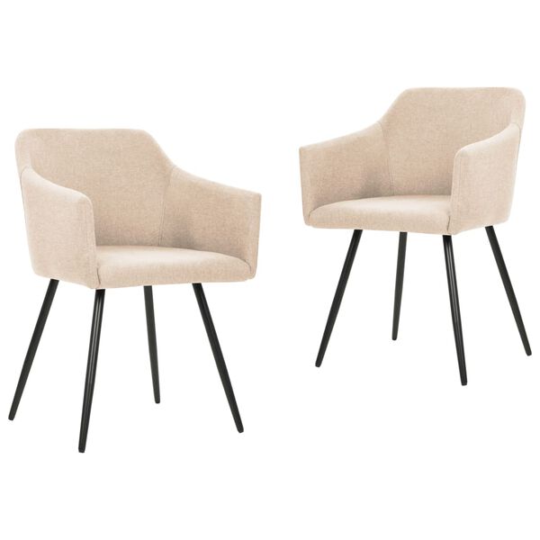 323095 vidaXL Dining Chairs 2 pcs Cream Fabric