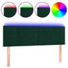 vidaXL Čelo postele s LED tmavě zelen&eacute; 144x5x78/88 cm samet