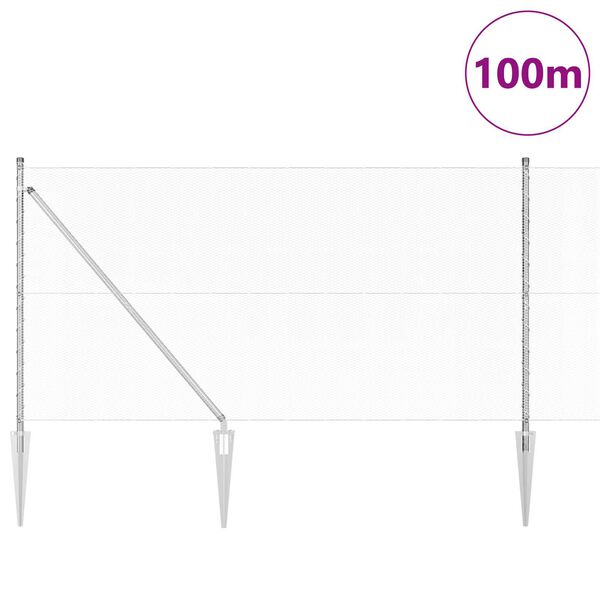 vidaXL Plotov&yacute; sloupek. Stř&iacute;brn&aacute; 100 x 1 m (13 mm s&iacute;ť) Ocel