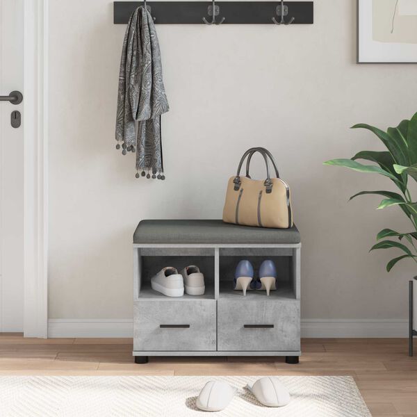 vidaXL Chodbičkov&aacute; lavice s pol&scaron;t&aacute;řem Betonově &scaron;ed&aacute; 60 x 38 x 46 cm