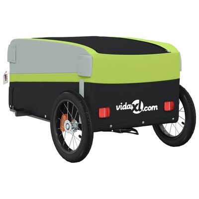vidaXL Vozík za kolo černý a zelený 30 kg železo