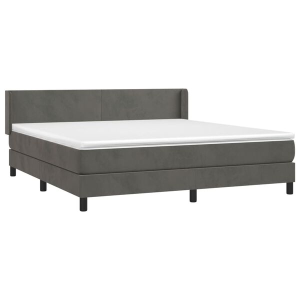 vidaXL Box spring postel s matrac&iacute; tmavě &scaron;ed&aacute; 180x200 cm samet