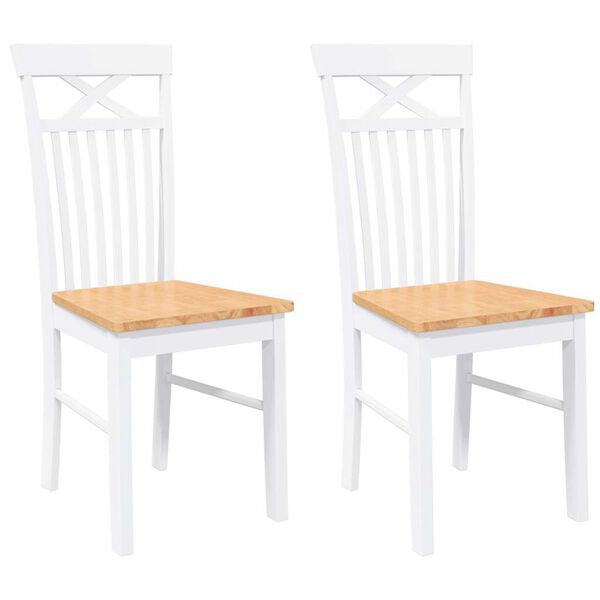 vidaXL Jídelní židle 2 ks bílé masivní dřevo gumové