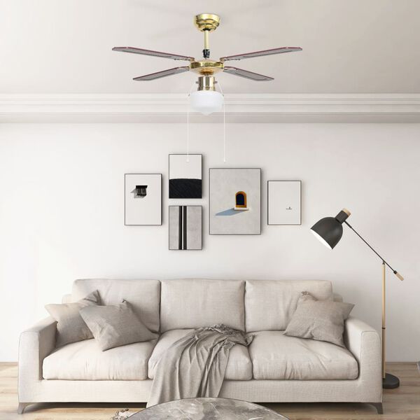 vidaXL Stropn&iacute; ventil&aacute;tor se světlem 106 cm hněd&yacute;