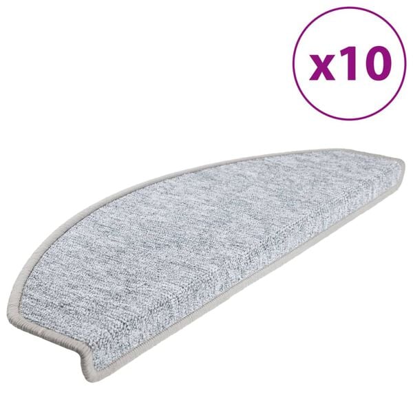 vidaXL Schodov&eacute; rohože 10 ks 65 x 24 x 4 cm světle &scaron;ed&eacute;, půlkulat&eacute;, velk&eacute;