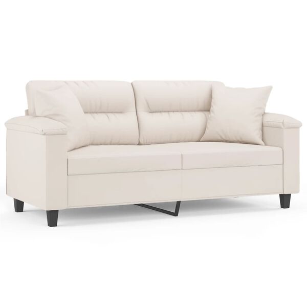 vidaXL 2m&iacute;stn&aacute; pohovka pol&scaron;t&aacute;ře a podu&scaron;ky b&eacute;žov&aacute; 140 cm mikrovl&aacute;kno