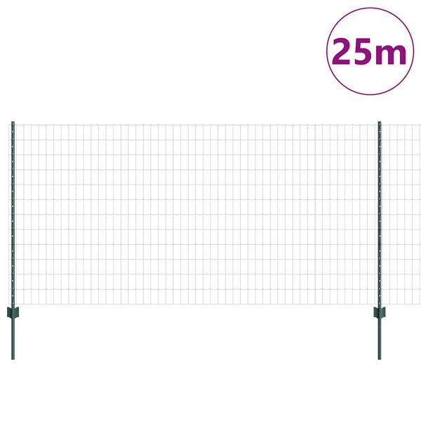 vidaXL Plot s sloupkem Zelen&aacute; 1,2 x 25 m Ocel a PVC