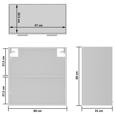 vidaXL Horní skříňka prosklená bílá 60 x 31 x 60 cm dřevotříska