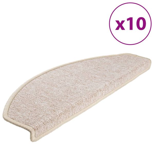 vidaXL Schodov&eacute; rohože 10 ks 65 x 24 x 4 cm b&eacute;žov&eacute;, půlkulat&eacute;, velk&eacute;