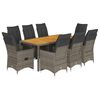 vidaXL 9d&iacute;ln&yacute; zahradn&iacute; bistro set s podu&scaron;kami &scaron;ed&yacute; polyratan