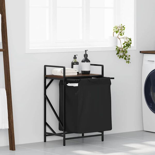 vidaXL Koš na prádlo se 1 přihrádkou a policí hnědý dub